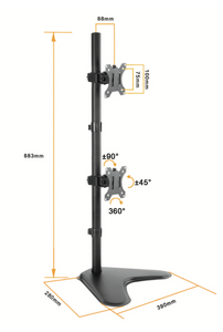 Dual Monitor Vertical Desk Mount - Free Standing - 13" to 32" Displays Dual Monitor Vertical Desk Mount - Free Standing - 13" to 32" Displays