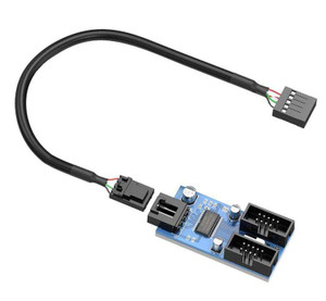 usb header hub with connected cable