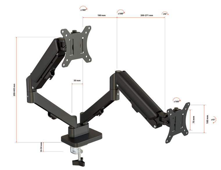 dual monitor gas spring mount dual monitor gas spring mount