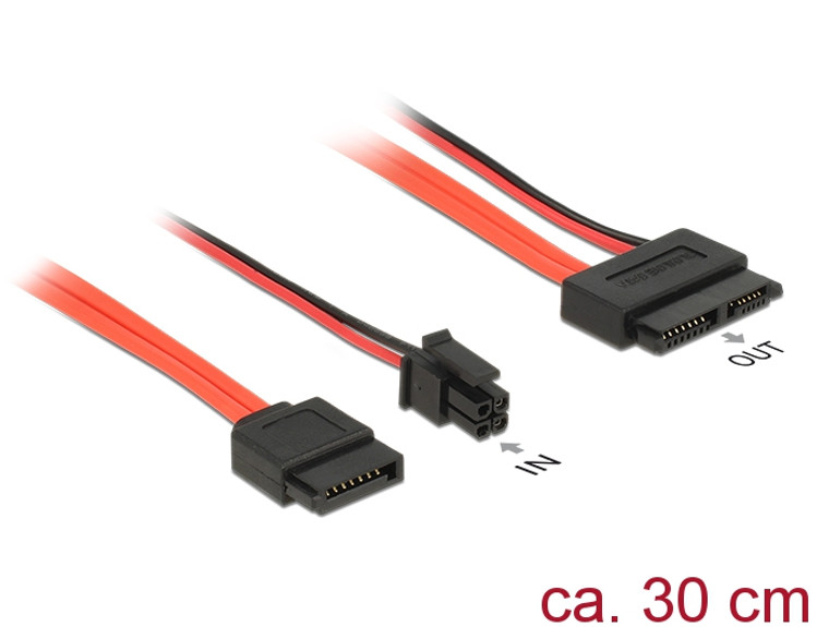 slim sata 6+7 cable to micro fit 4 pin power and sata data 0.5m