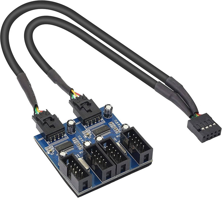 USB 2.0 Motherboard 9 Pin Header Hub - 1 by 4