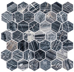 GT Glass Colonial 2" Hex Salem Charcoal CLNL-277 GT Glass Colonial 2" Hex Salem Charcoal CLNL-277