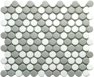 Roca CC Mosaics Penny Round Matte Gray & White 9 x 10 Mosaic 