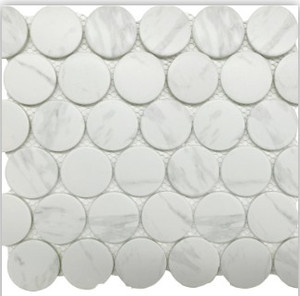 Roca CC Mosaics Plus 2" Dots Matte Carrara 12 x 12 Mosaic  Roca CC Mosaics Plus 2" Dots Matte Carrara 12 x 12 Mosaic