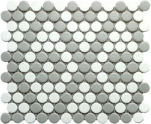Splash Cascade Diamond Penny Round Gray & White Splash Cascade Diamond Penny Round Gray & White