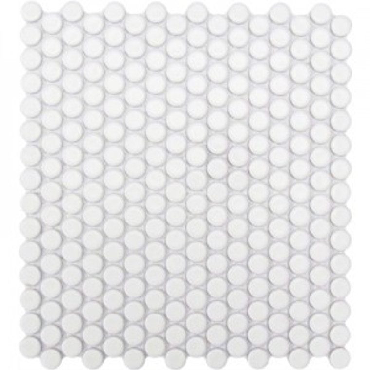 Roca CC Mosaics Penny Round Matte White 12 x 12 Mosaic 