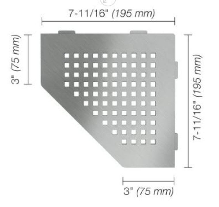 Schluter Shelf-E Pentagonal Square Stainless Steel SES2 D3 EB