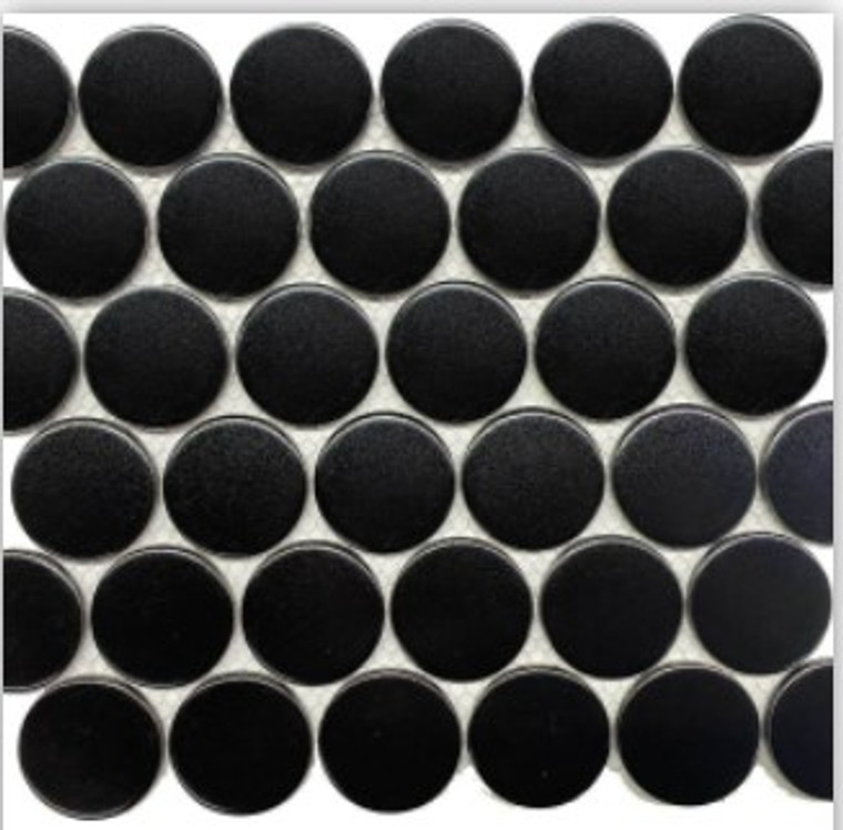 Roca CC Mosaics Plus 2" Dots Matte Black 12 x 12 Mosaic 