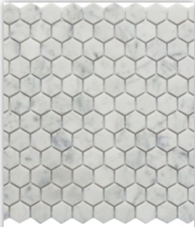 Roca Rockart 1" Hexagon Carrara 12 x 12 Marble Mosaic 