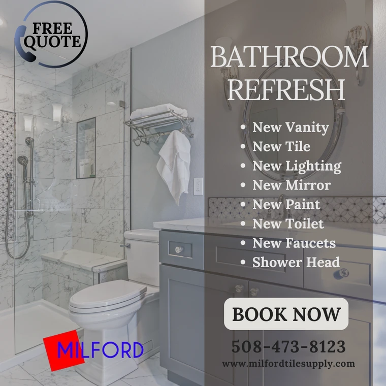 Full-Service Bathroom Renovation in Medway , MA | Milford Tile

Upgrade your home with Milford Tile’s full-service bathroom renovation—Medway , MA’s trusted specialists in high-quality bathroom updates and professional tile installation. We deliver complete bathroom transformations including new tile floors, custom tile shower renovations, vanity replacements, modern lighting upgrades, new shower fixtures, and full bathroom makeovers designed to match your style, layout, and budget. Whether you want to refresh an outdated bathroom or build a luxury spa-inspired space, Milford Tile provides expert design, precise craftsmanship, and reliable local service throughout Medway , MA.

Our bathroom renovation services include:
• Custom tile floors & tile shower installations
• Walk-in showers, shower niches, benches & full waterproofing
• New vanities, sinks & custom countertops
• Updated bathroom lighting, mirrors & hardware
• Upgraded shower fixtures & plumbing improvements
• Full bathroom gut-and-renovation services
• Fast, dependable scheduling from a Milford-based renovation team

Choose Milford Tile for top-quality bathroom renovation in Medway , MA. Contact us today for a free estimate