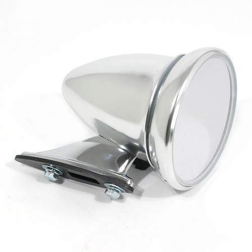 Rear view bullet mirror - Wing mounted, 4" diameter, alloy