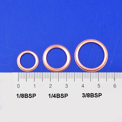 Folded copper washer – 1/8" BSP size M10 folded compression washer