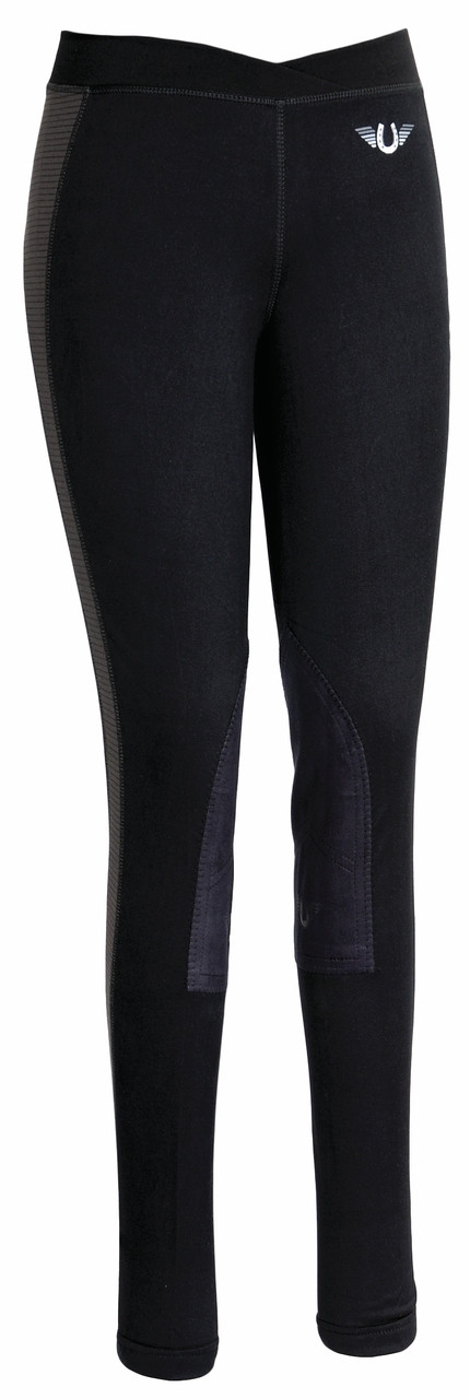 TuffRider Ladies Ventilated Schooling Tights - black w/charcoal