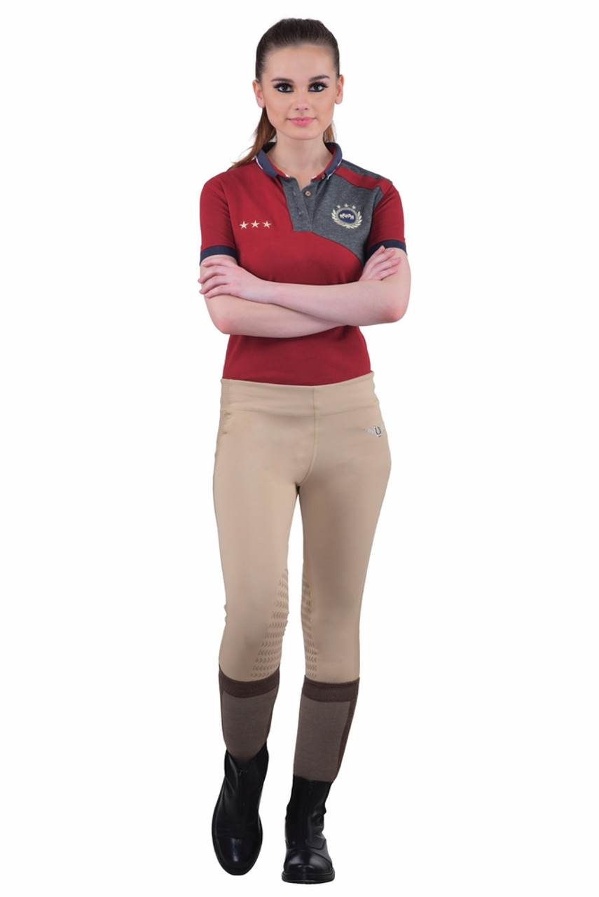 TuffRider Ladies Ventilated Schooling Tights - safari