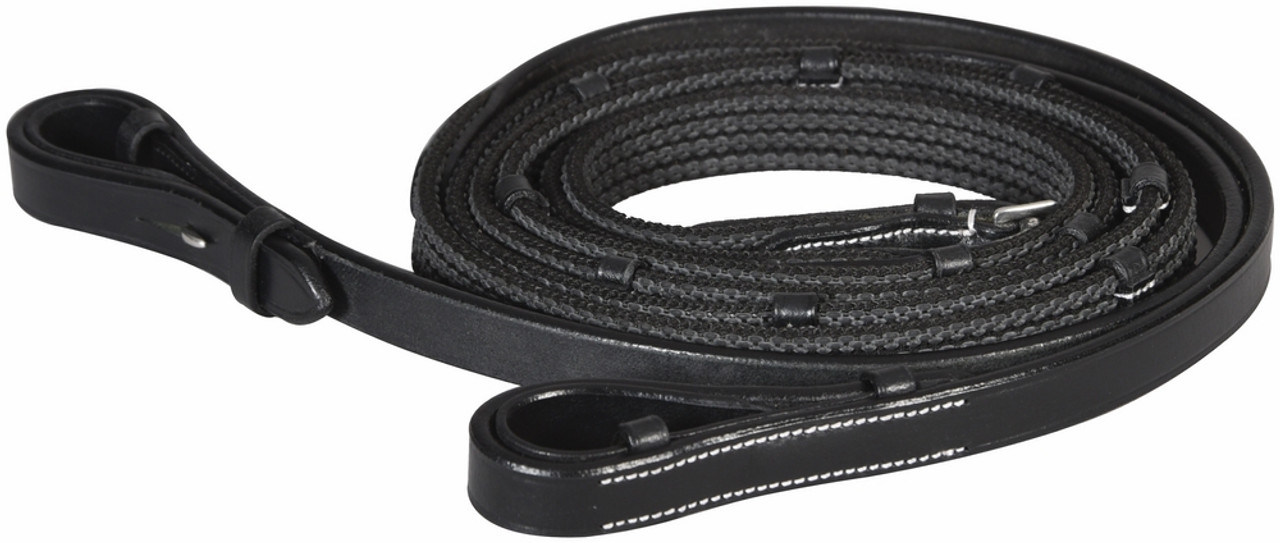 HDR Rubber-Lined Web Reins - Black
