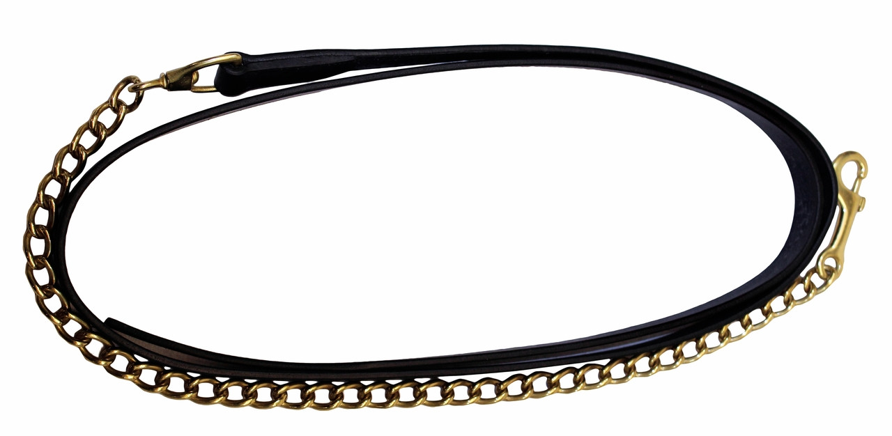 HDR Pro Collection Leather Lead with 24" Solid Brass Chain - black