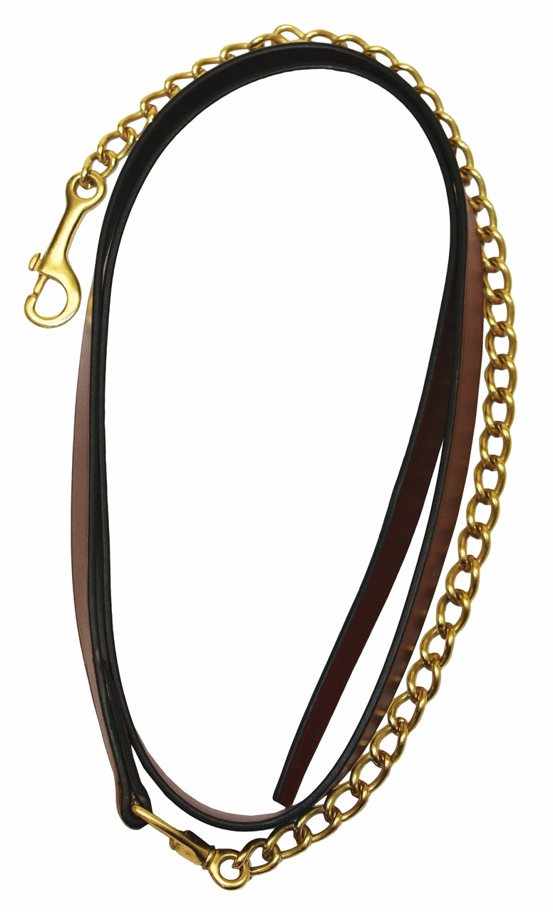 HDR Pro Collection Leather Lead with 24" Solid Brass Chain - Australian nut 