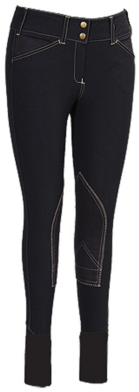 Equine Couture Sportif Natasha Breeches - black w/light tan stitching