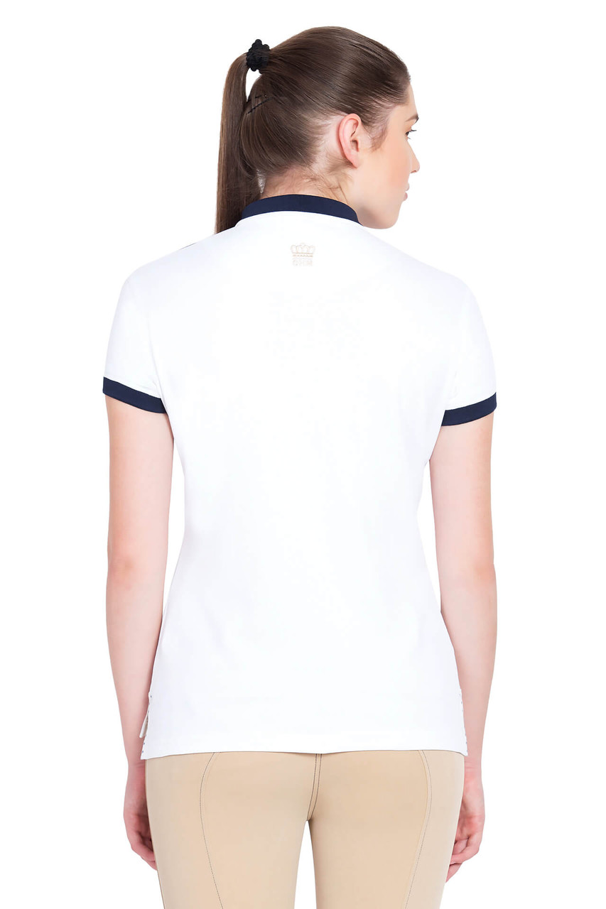 George H Morris Ladies Hunter Polo Shirt - white - back