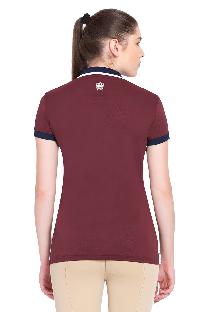 George H Morris Ladies Hunter Polo Shirt - wine - back