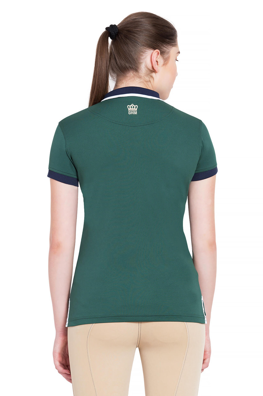 George H Morris Ladies Hunter Polo Shirt - hunter - back