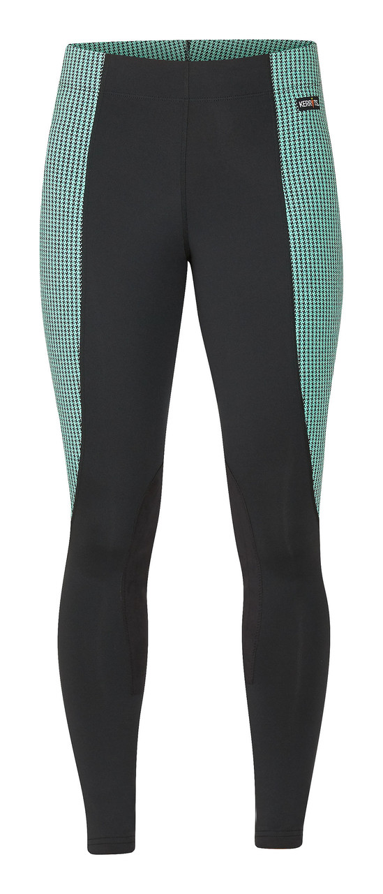 Kerrits Flow Rise Performance Riding Tights - spearmint houndstooth