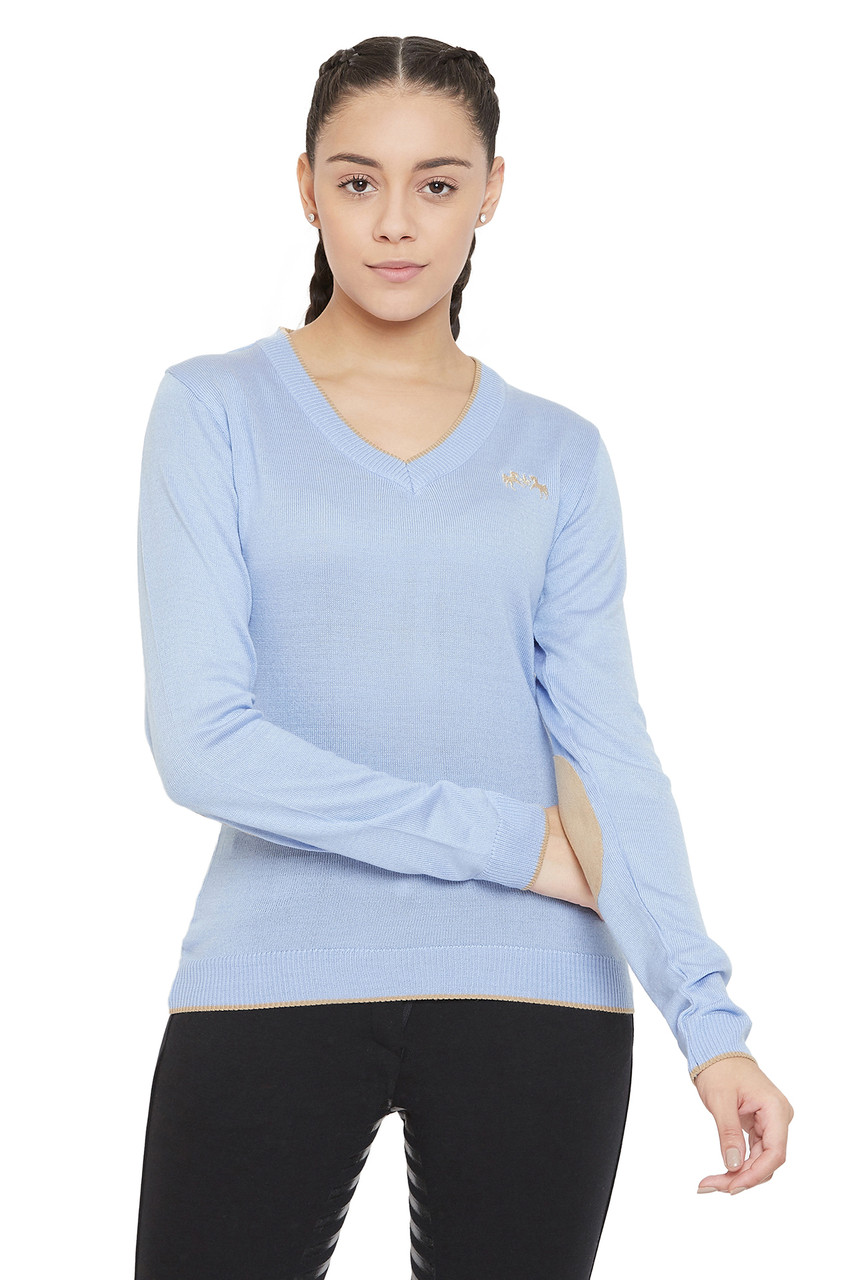 Equine Couture Morgan V-Neck Sweater - baby blue