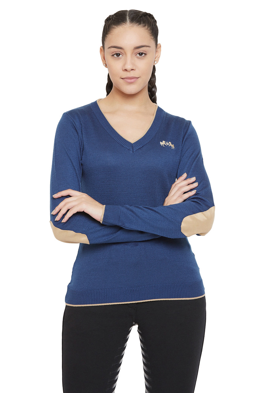 Equine Couture Morgan V-Neck Sweater - dutch blue