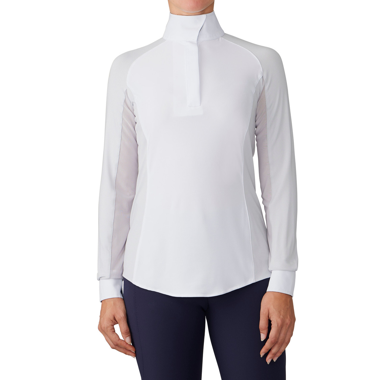 Ovation Altitude Long Sleeve Show Shirt - white w/grey horse print