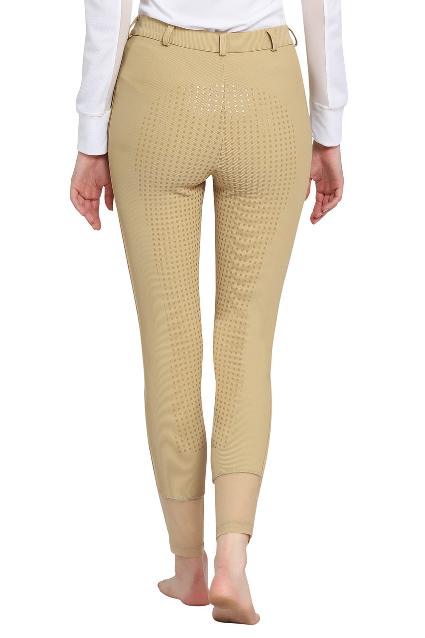 TuffRider Tiffany Ribbed Breech With Silicone Full Seat - light tan