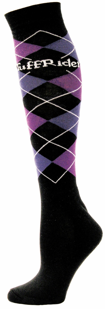 TuffRider Argyle Socks - black purple lilac