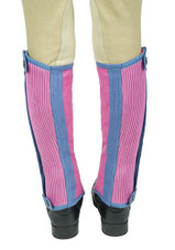 TuffRider Children's Keeneland Synthetic Half Chaps - pink/light blue