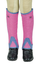 TuffRider Children's Keeneland Synthetic Half Chaps - pink/light blue