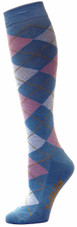 TuffRider Ecogreen Bamboo Argyle Socks - light blue + pink + white