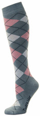 TuffRider Ecogreen Bamboo Argyle Socks - light gray + pink + white