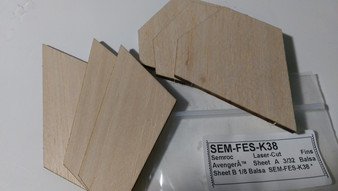 Semroc Laser-Cut Fins Estes Astron Avenger™ Sheet A 3/32 Balsa, Sheet B 1/8 Balsa  SEM-FES-K38 *