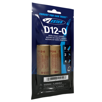 Estes 24mm Model Rocket Motors Single Use D12-0(2pk)  EST 10049(1565)  <Required to Pay for Ground Advantage or UPS Ground Shipping>