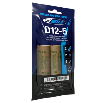 Estes 24mm Model Rocket Motors Single Use D12-5(2pk)  EST 10028(1567)  <Required to Pay for Ground Advantage or UPS Ground Shipping>