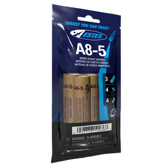 Estes 18mm Model Rocket Motors Single Use A8-5(3pk)  EST 10036(1599) <Required to Pay for Ground Advantage or UPS Ground Shipping>