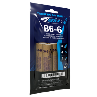 Estes 18mm Model Rocket Motors Single Use B6-6(3pk)  EST 10037(1607) <Required to Pay for Ground Advantage or UPS Ground Shipping>