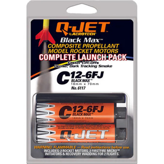 Quest Motor 18mm Composite Model Rocket Motors Q-Jet C12-6FJ(2pk)  QST 6117 <Required to Pay for Ground Advantage Shipping>