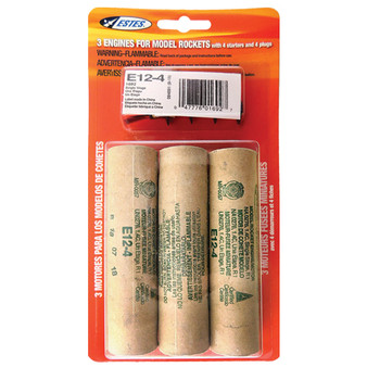 Estes 24mm Model Rocket Motors Single Use E12-4(3pk)  EST 10029(1692) <Required to Pay for Ground Advantage or UPS Ground Shipping>