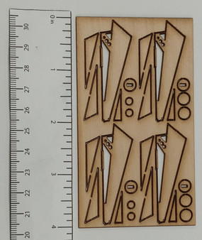 Semroc Laser-cut Fin Set Micro(MX) Mars Lander  1/32 Basswood, 1/8 Balsa  SEM-FMX-02