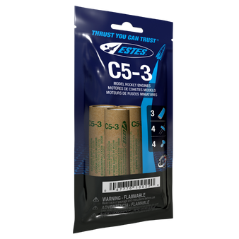 Estes 18mm Model Rocket Motors Single Use C5-3(3pk)  EST 10022(1617)  <Required to Pay for Ground Advantage or UPS Ground Shipping>