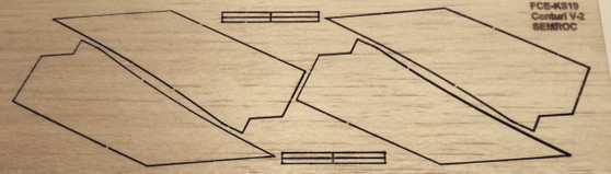 Semroc Laser-Cut Fins Centuri V-2  1/8 Balsa Sheet  SEM-FCE-KS19