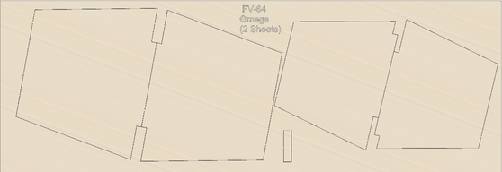 Semroc Laser-Cut Fins Omega  1/8 Balsa(2 sheets)  SEM-FV-64