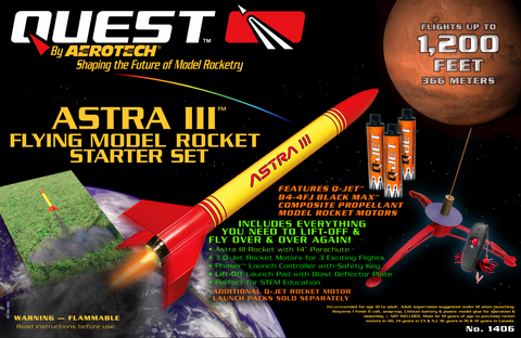 Quest Flying Model Rocket Starter Kit Astra III  QST 1406 <Required to Pay for Ground Advantage or UPS Ground Shipping>