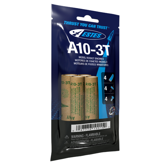 Estes 13mm Model Rocket Motors Single Use Mini A10-3T(4pk)  EST 10015(1511)   <Required to Pay for Ground Advantage or UPS Ground Shipping>