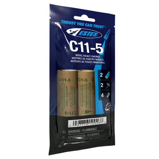 Estes 24mm Model Rocket Motors Single Use C11-5(2pk)  EST 10026(1523)   <Required to Pay for Ground Advantage or UPS Ground Shipping>