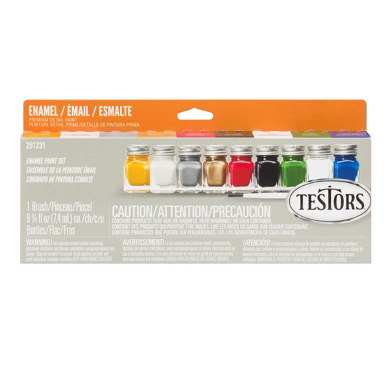 Testors 281231/9146 Enamel Paint Set (1 Brush, 9 Jars)